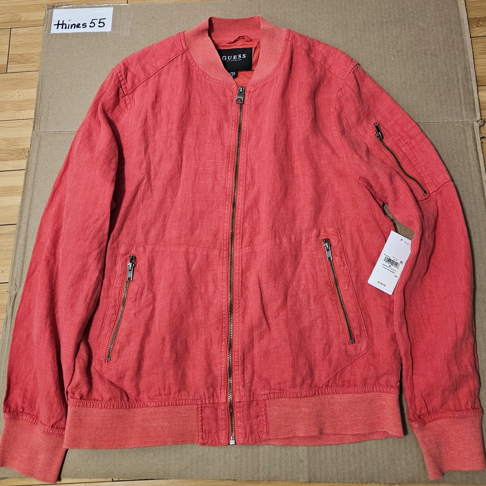 GUESS Men's Linen BomberJacket (Oversized)